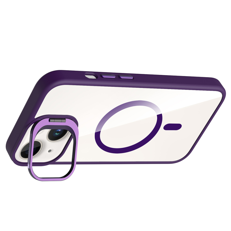 Apple iPhone 13 Case Stand Camera Lens Gift M-Safe Charging Feature Zore Etro Cover - 13
