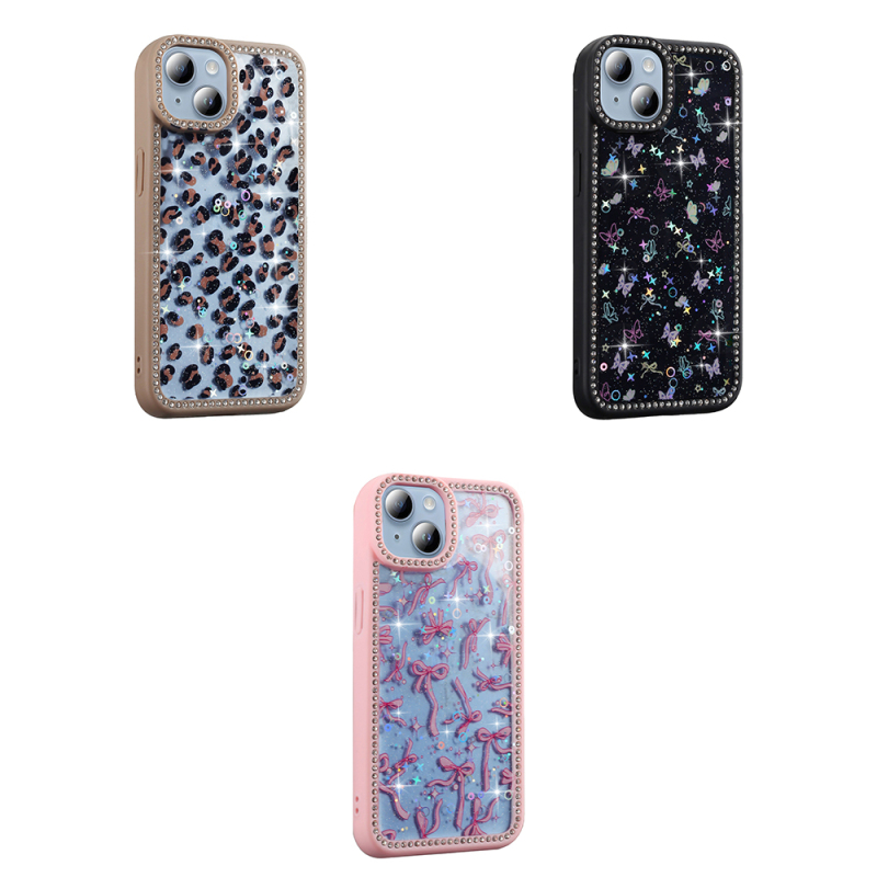 Apple iPhone 13 Case Stone and Glitter Design Zore Azra Cover - 11