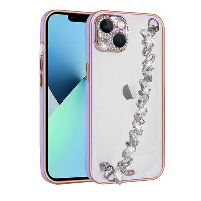 Apple iPhone 13 Case Stone Decorated Camera Protected Zore Blazer Cover With Hand Grip - 1