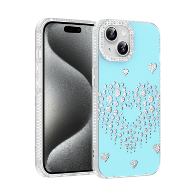 Apple iPhone 13 Case Teardrop Rhinestones Zore Rivas Hard PC Cover - 1