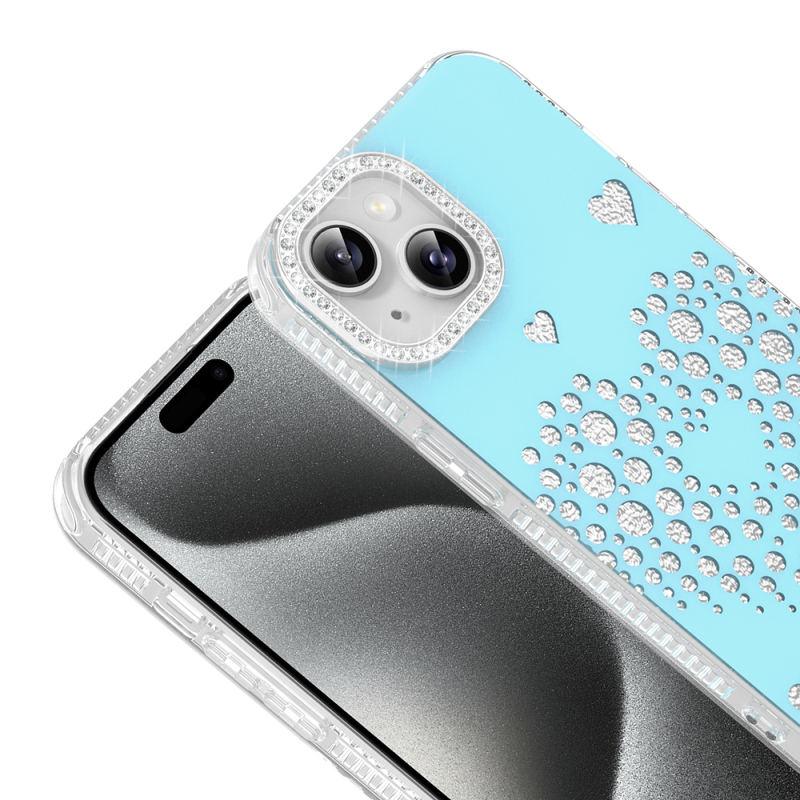 Apple iPhone 13 Case Teardrop Rhinestones Zore Rivas Hard PC Cover - 4