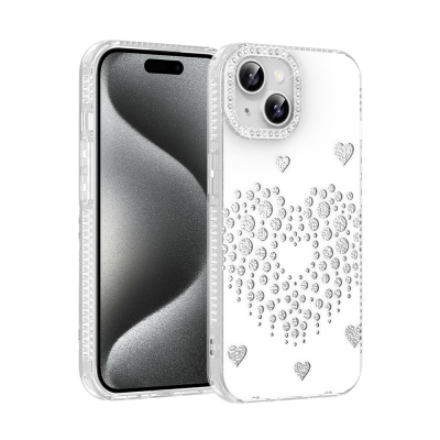 Apple iPhone 13 Case Teardrop Rhinestones Zore Rivas Hard PC Cover - 2