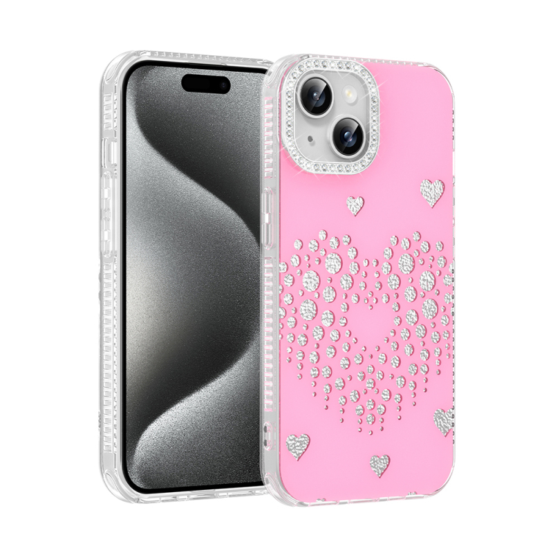 Apple iPhone 13 Case Teardrop Rhinestones Zore Rivas Hard PC Cover - 3