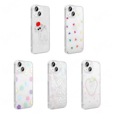 Apple iPhone 13 Case Transparent Figured Zore Folk Hard Cover - 17