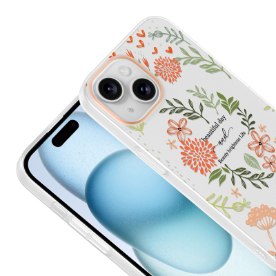 Apple iPhone 13 Case with Camera Protector, Patterned Zore Clip Cover - 12