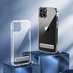 Apple iPhone 13 Case With Stand Transparent Silicone Zore L-Stand Cover - 7