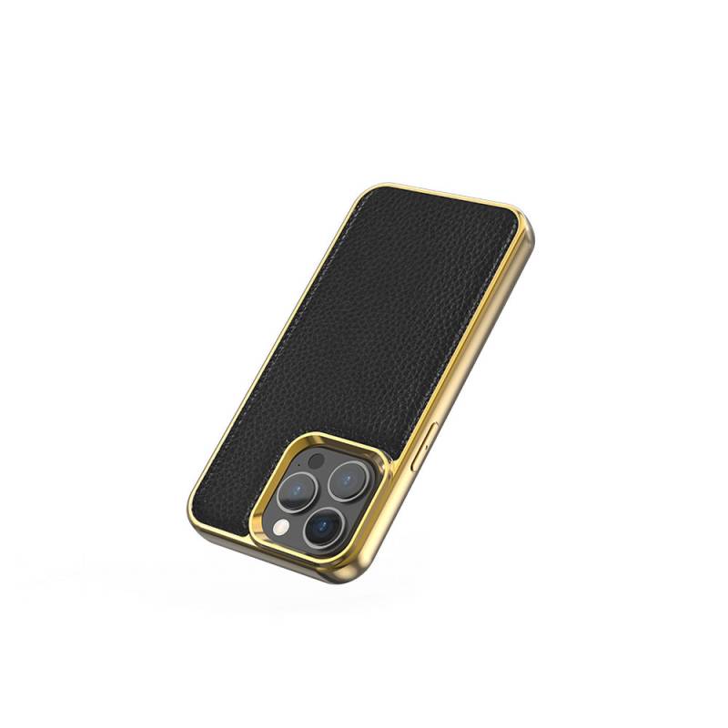 Apple iPhone 13 Case Wiwu Genuine Leather Gold Calfskin Original Leather Cover - 8