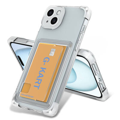 Apple iPhone 13 Case Zore G-Card Cover with Airbag Design and Transparent Card Holder - 1