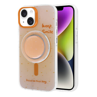 Apple iPhone 13 Case Zore Tiktok Cover with Magsafe Charging Feature and Plug-in Pop Socket - 1