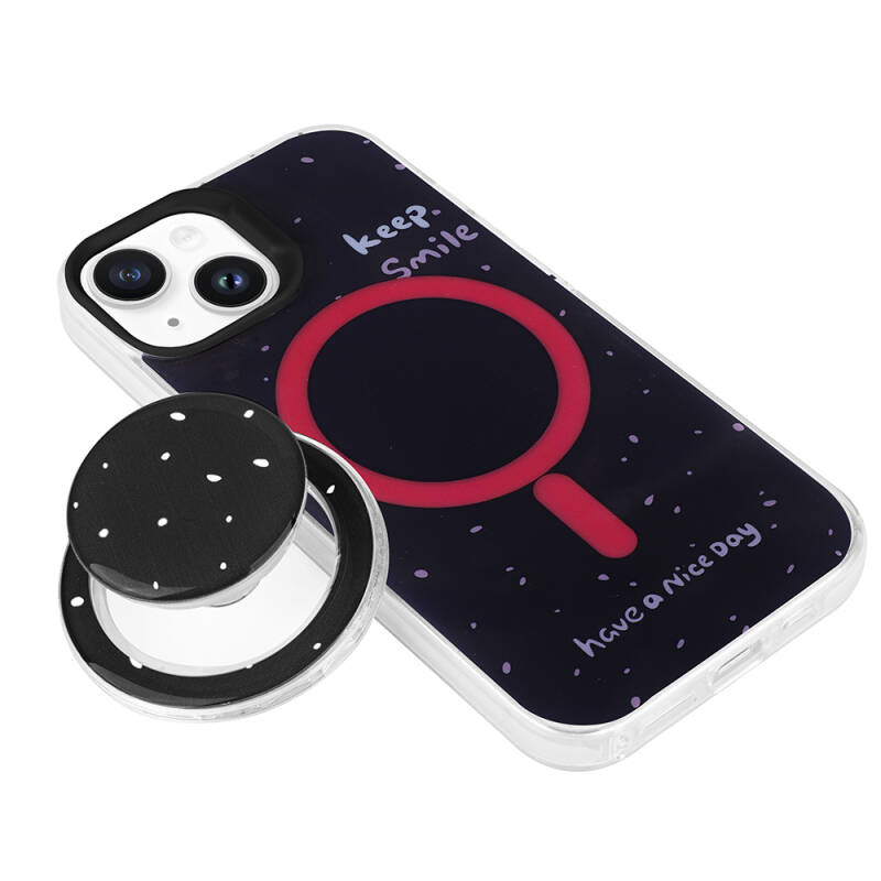 Apple iPhone 13 Case Zore Tiktok Cover with Magsafe Charging Feature and Plug-in Pop Socket - 10