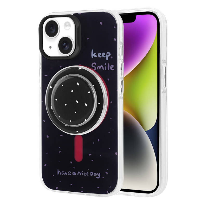 Apple iPhone 13 Case Zore Tiktok Cover with Magsafe Charging Feature and Plug-in Pop Socket - 5