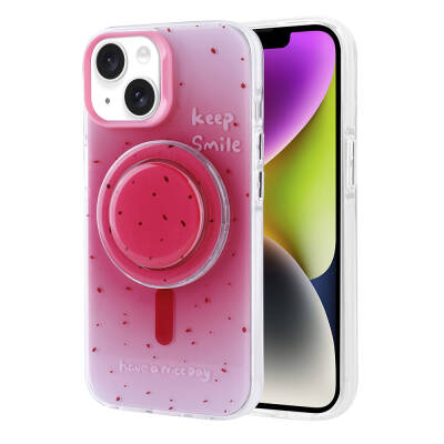 Apple iPhone 13 Case Zore Tiktok Cover with Magsafe Charging Feature and Plug-in Pop Socket - 6