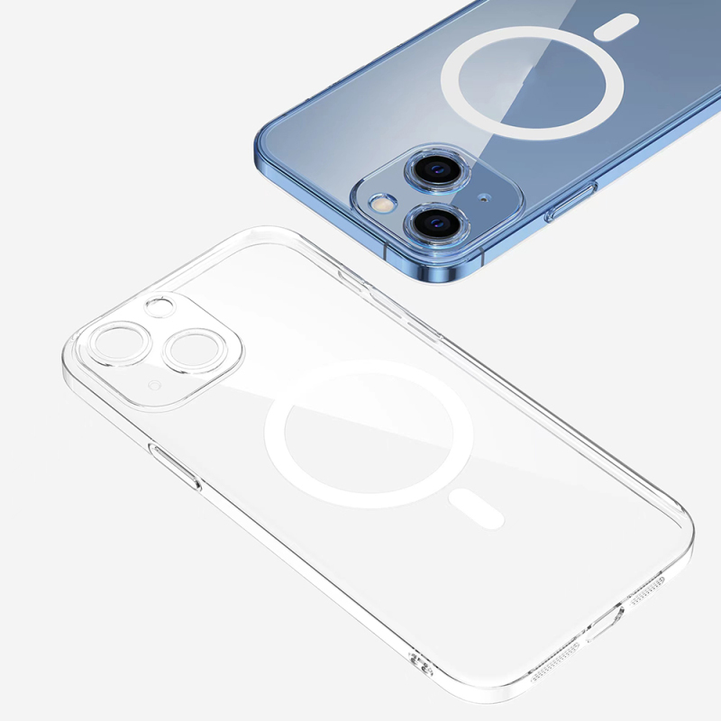 Apple iPhone 13 Kamera Korumalı M-Safe Şarj Özellikli Şeffaf Zore London Sert PC Kapak - 3