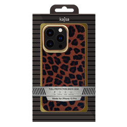 Apple iPhone 13 Kılıf Kajsa Glamorous Serisi Leopard Combo Kapak - 10