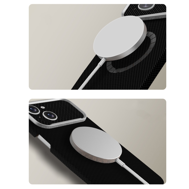 Apple iPhone 13 Kılıf M-Safe Şarj Özellikli Zore Paris Zerre Sert PC Kapak - 11