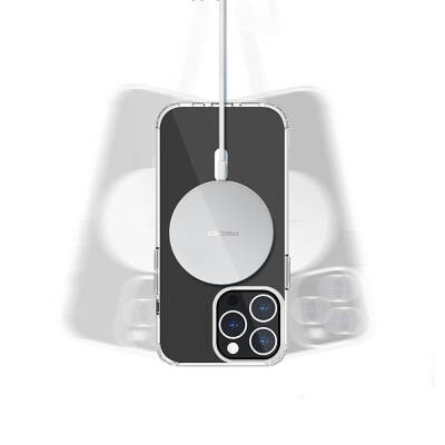 Apple iPhone 13 Kılıf Magsafe Şarj Özellikli Airbagli Şeffaf PC Arka Yüzey Recci Magnetik Suction Serisi Kapak - 6