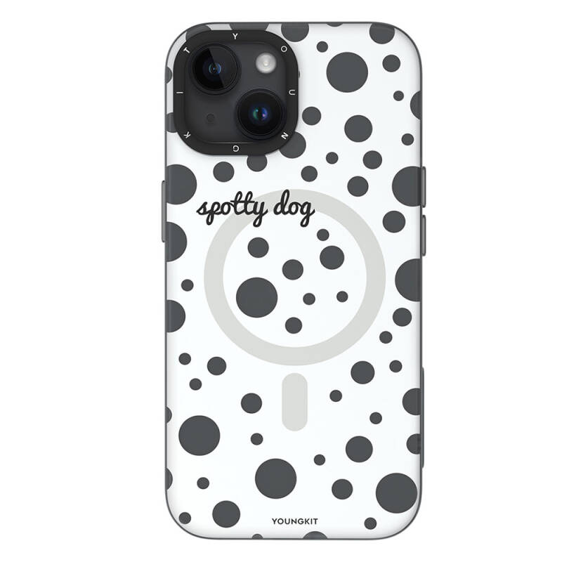 Apple iPhone 13 Kılıf Magsafe Şarj Özellikli Polka Dot Desenli Youngkit Spots Serisi Kapak - 3