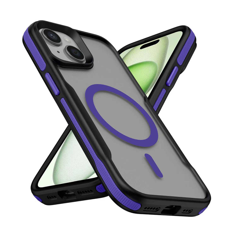 Apple iPhone 13 Kılıf M-safe Şarj Özellikli Renkli Kenar Airbag Şeritli Zore Lamer Kapak - 5