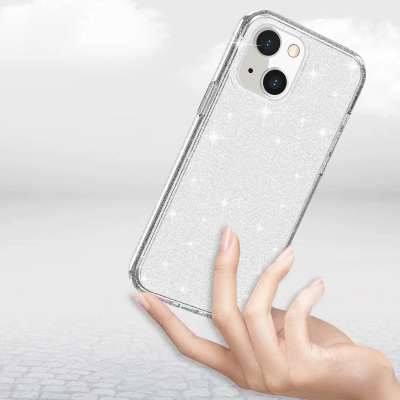 Apple iPhone 13 Kılıf Parlayan Simli Şeffaf Zore Redos Kapak - 3