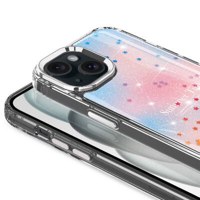 Apple iPhone 13 Kılıf Simli Desenli Parlak Zore Task Kapak - 7