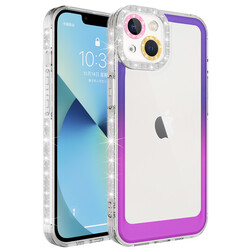 Apple iPhone 13 Kılıf Simli ve Renk Geçiş Tasarımlı Lens Korumalı Zore Park Kapak - 3