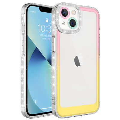 Apple iPhone 13 Kılıf Simli ve Renk Geçiş Tasarımlı Lens Korumalı Zore Park Kapak - 6