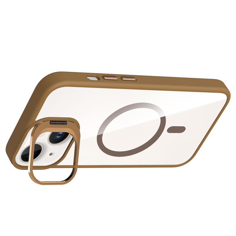 Apple iPhone 13 Kılıf Standlı ve Kamera Lens Hediyeli M-Safe Şarj Özellikli Zore Etro Kapak - 15