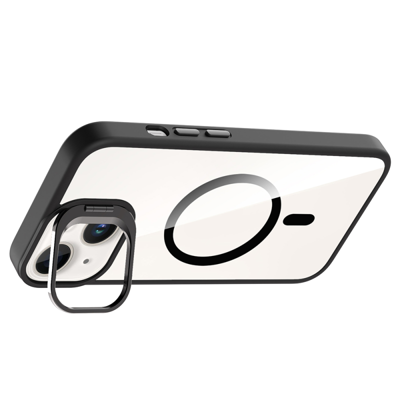 Apple iPhone 13 Kılıf Standlı ve Kamera Lens Hediyeli M-Safe Şarj Özellikli Zore Etro Kapak - 9