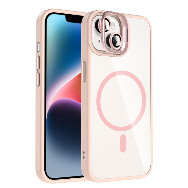 Apple iPhone 13 Kılıf Standlı ve Kamera Lens Hediyeli M-Safe Şarj Özellikli Zore Etro Kapak - 4