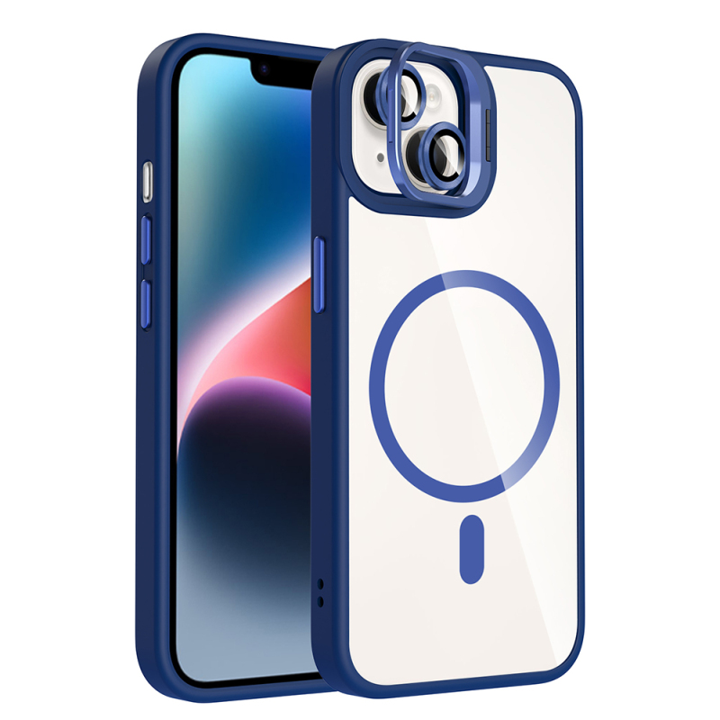 Apple iPhone 13 Kılıf Standlı ve Kamera Lens Hediyeli M-Safe Şarj Özellikli Zore Etro Kapak - 7