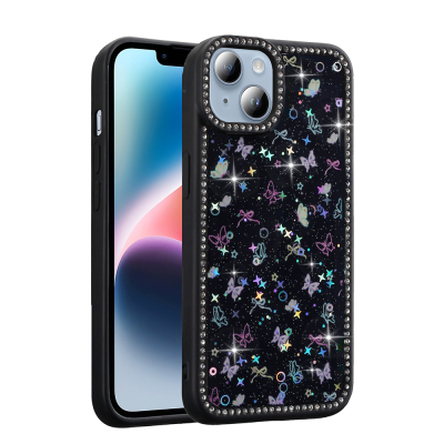 Apple iPhone 13 Kılıf Taşlı ve Simli Tasarım Zore Azra Kapak - 2