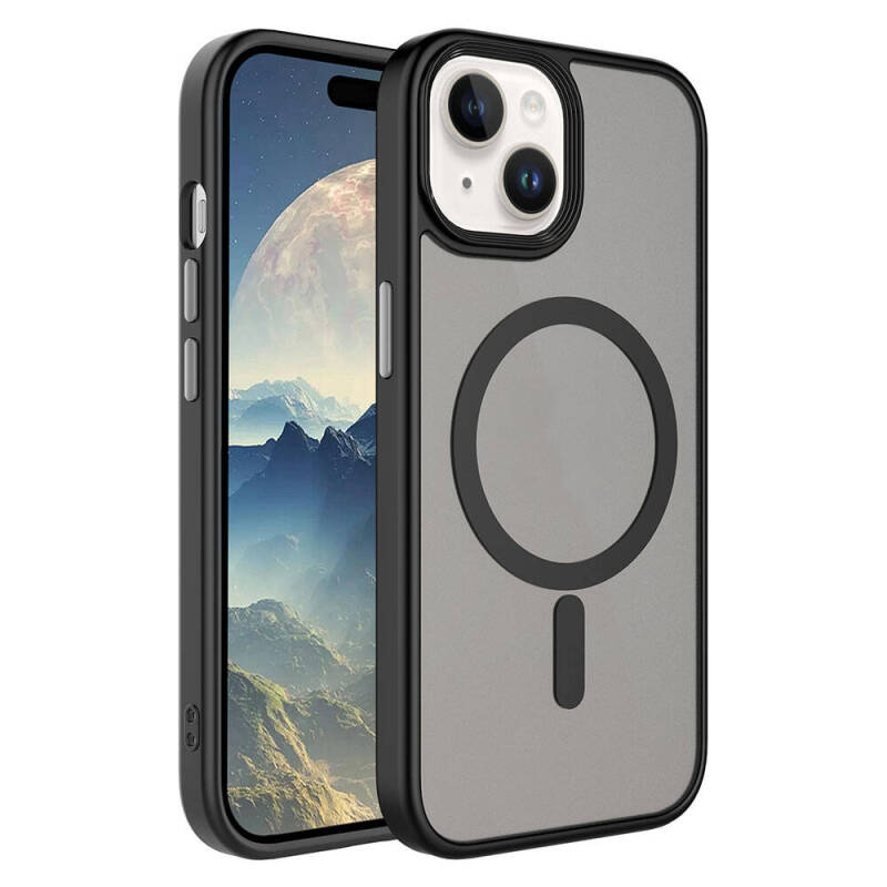 Apple iPhone 13 Mini Case with Matte Back and Wireless Charging Feature - Zore Fleet M-safe Cover - 1