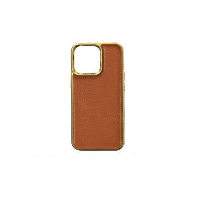 Apple iPhone 13 Mini Case Wiwu Genuine Leather Gold Calfskin Original Leather Cover - 1