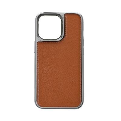 Apple iPhone 13 Mini Case Wiwu Genuine Leather Silver Calfskin Original Leather Cover - 1