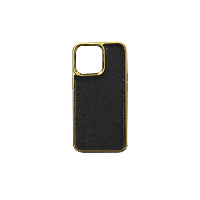 Apple iPhone 13 Mini Kılıf Wiwu Genuine Leather Gold Calfskin Orjinal Deri Kapak - 5