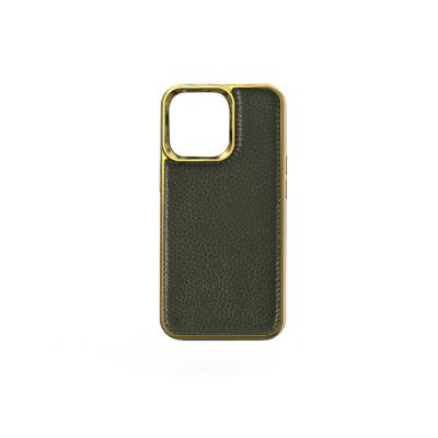 Apple iPhone 13 Mini Kılıf Wiwu Genuine Leather Gold Calfskin Orjinal Deri Kapak - 2