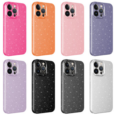 Apple iPhone 13 Pro Case Camera Protected Glittery Luxury Zore Cotton Cover - 2