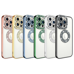 Apple iPhone 13 Pro Case Camera Protection Stone Decorated Back Transparent Zore Asya Cover - 8