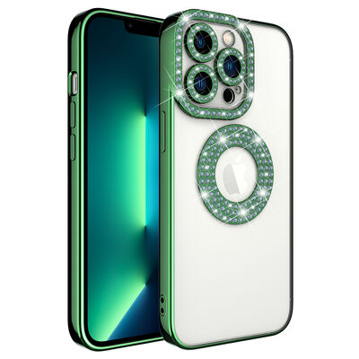 Apple iPhone 13 Pro Case Camera Protection Stone Decorated Back Transparent Zore Asya Cover - 4