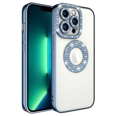 Apple iPhone 13 Pro Case Camera Protection Stone Decorated Back Transparent Zore Asya Cover - 6