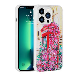 Apple iPhone 13 Pro Case Glittery Patterned Camera Protected Shiny Zore Popy Cover - 4
