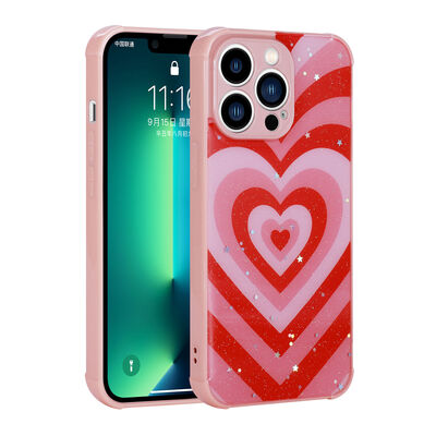 Apple iPhone 13 Pro Case Glittery Patterned Camera Protected Shiny Zore Popy Cover - 2