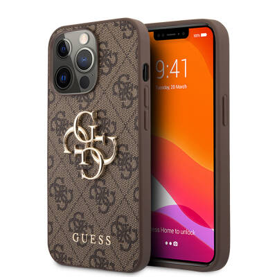 Apple iPhone 13 Pro Case Guess Original Licensed PU Leather 4G Patterned Metal Cover with Large 4G and Text Logo - 2