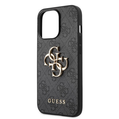 Apple iPhone 13 Pro Case Guess Original Licensed PU Leather 4G Patterned Metal Cover with Large 4G and Text Logo - 7