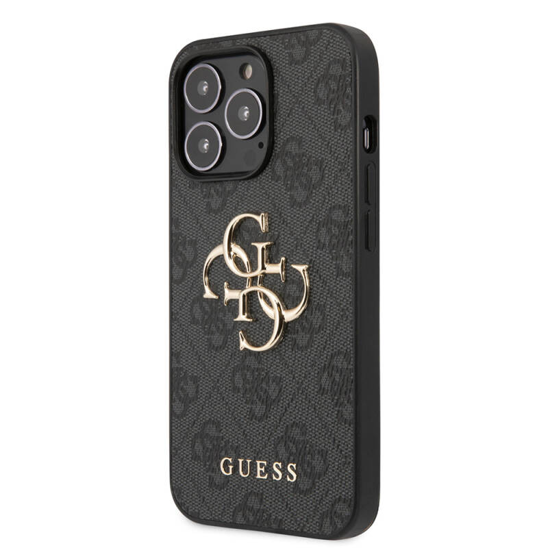 Apple iPhone 13 Pro Case Guess Original Licensed PU Leather 4G Patterned Metal Cover with Large 4G and Text Logo - 10