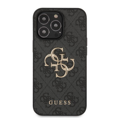 Apple iPhone 13 Pro Case Guess Original Licensed PU Leather 4G Patterned Metal Cover with Large 4G and Text Logo - 11