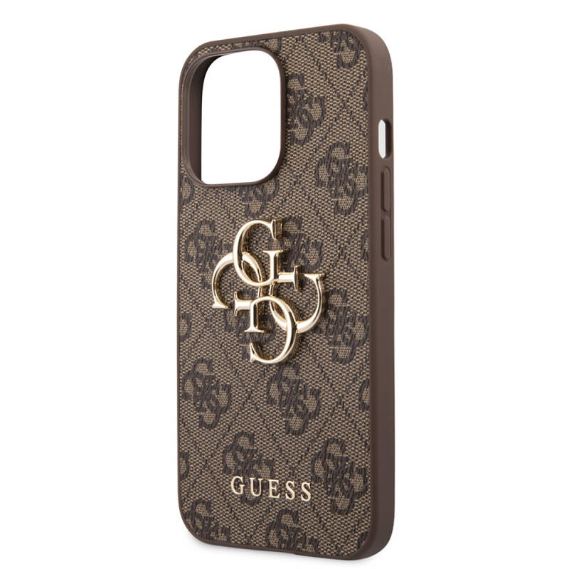 Apple iPhone 13 Pro Case Guess Original Licensed PU Leather 4G Patterned Metal Cover with Large 4G and Text Logo - 23