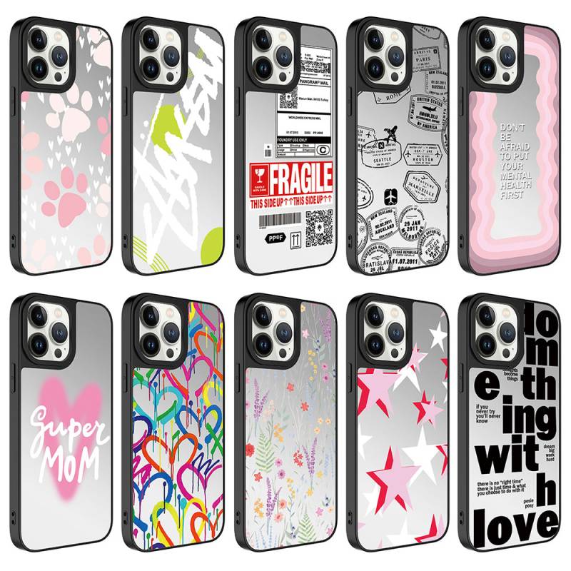 Apple iPhone 13 Pro Case Mirror Patterned Camera Protected Glossy Zore Mirror Cover - 3