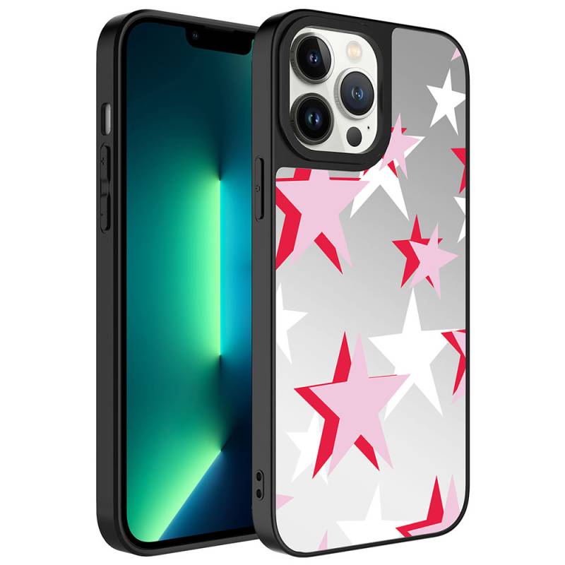 Apple iPhone 13 Pro Case Mirror Patterned Camera Protected Glossy Zore Mirror Cover - 11
