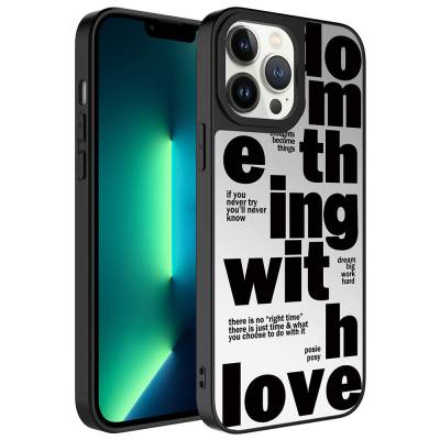 Apple iPhone 13 Pro Case Mirror Patterned Camera Protected Glossy Zore Mirror Cover - 12